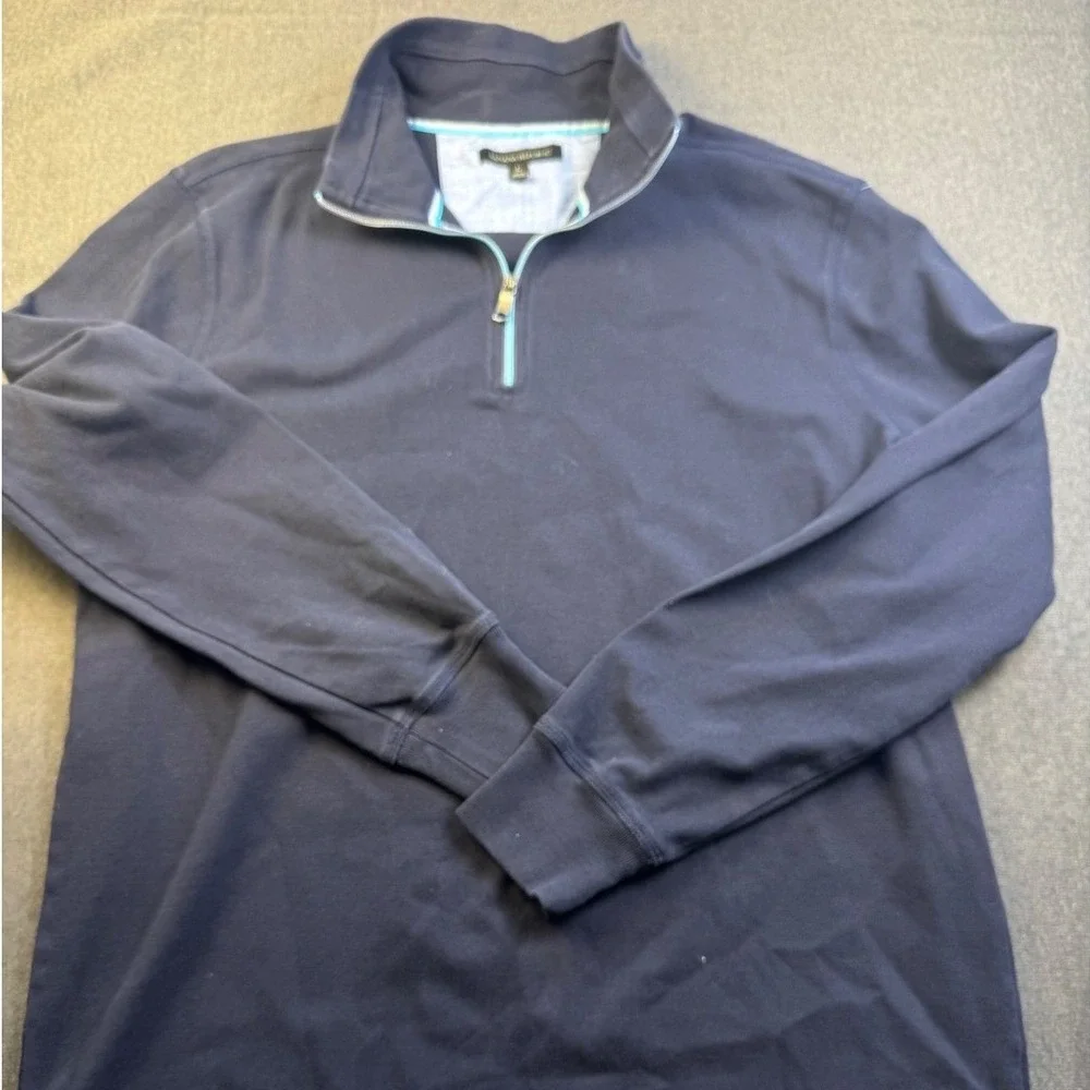 Banana Republic Mens Navy Blue Quarter Zip Long Sleeve Pullover Shirt‎